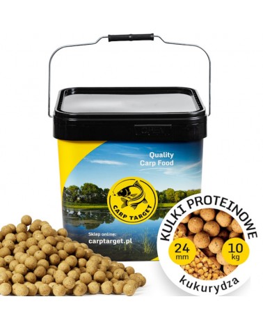 Kulki Proteinowe Zanętowe Carp Target Słodka Kukurydza Sweetcorn 24mm 10kg Wiadro 17L