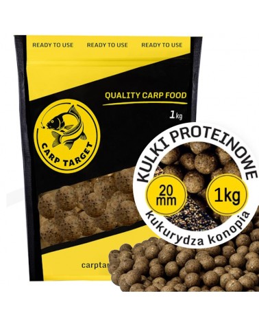 Kulki Proteinowe Zanętowe Carp Target Kukurydza Konopie Sweetcorn Hemp 20mm 1kg