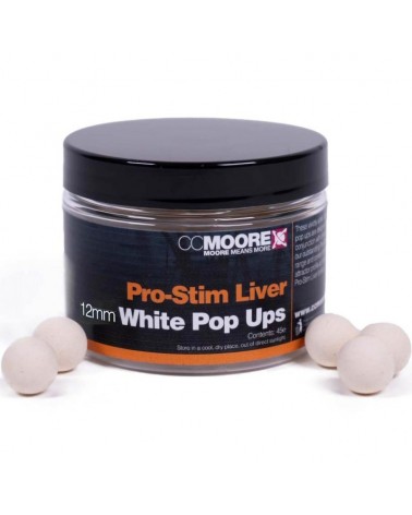Kulki Haczykowe CC Moore Pro-Stim Liver White Pop Ups 12mm 55szt.