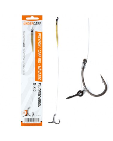 Przypon Karpiowy Undercarp Fluorocarbon D-Rig Nr 2 25lbs 25cm Curve Shank 1szt.