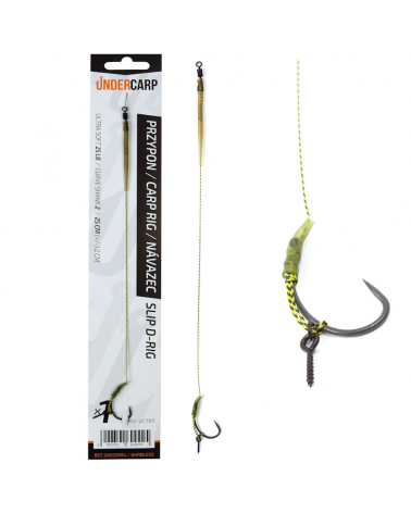 Przypon Karpiowy Undercarp Slip D-Rig Bezzadziorowy Nr 2 25lbs 25cm Curve Shank Ultra Soft 1szt.