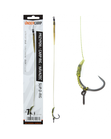 Przypon Karpiowy Undercarp Slip D-Rig Bezzadziorowy Nr 4 25lbs 25cm Curve Shank Ultra Soft 1szt.