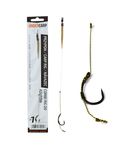 Przypon Karpiowy Undercarp Combi Rig Do Rzutów Bezzadziorowy Nr 6 25lbs 25cm Curve Shank Ultra Soft 1szt.