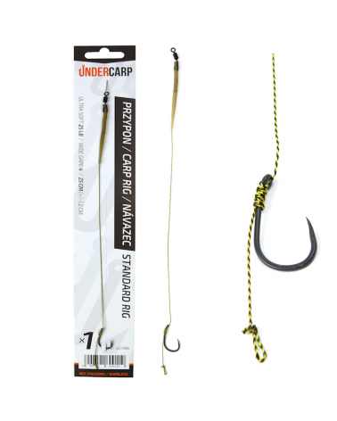 Przypon Karpiowy Undercarp Standard Rig Bezzadziorowy Nr 4 25lbs 25cm Curve Shank Ultra Soft 1szt.