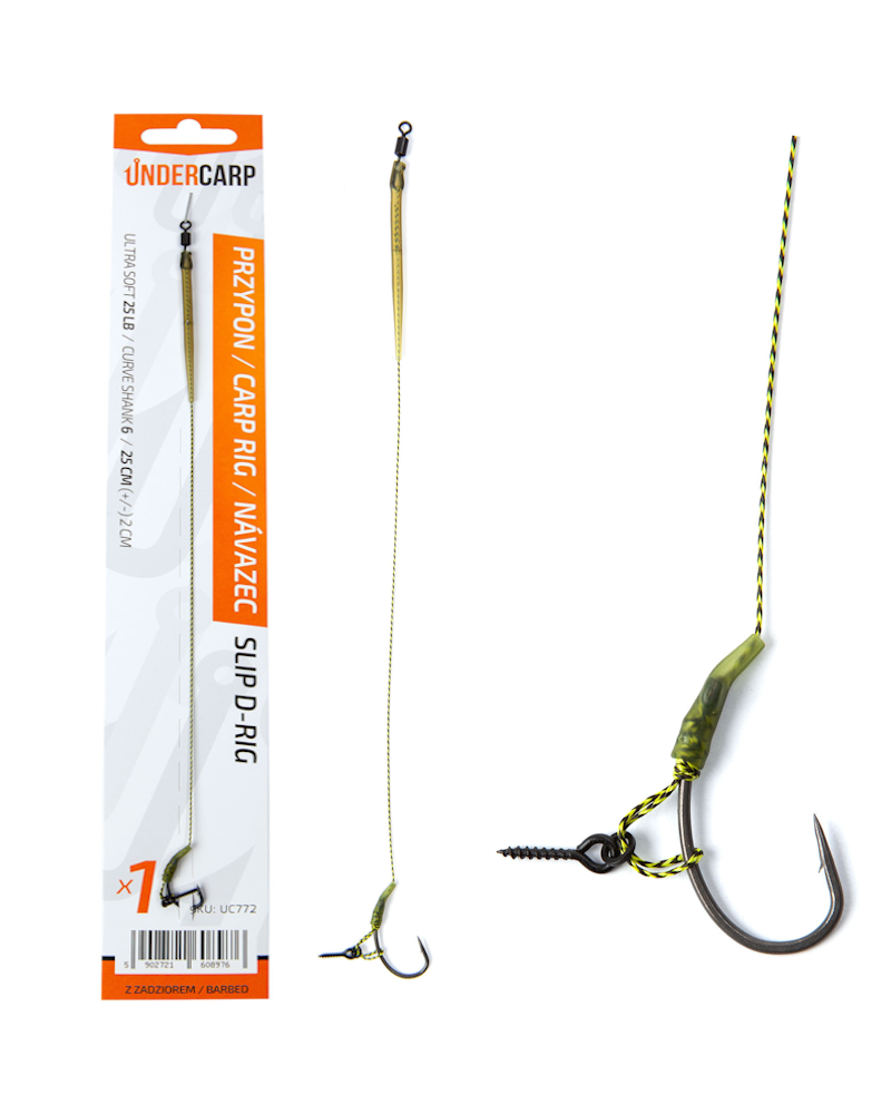 Przypon Karpiowy Undercarp Slip D-Rig Nr 6 25lbs 25cm Curve Shank Ultra Soft 1szt.