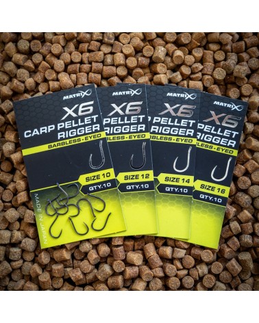 Haczyki Matrix X6 Carp Pellet Rigger Barbless Eyed