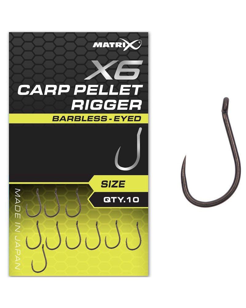 Haczyki Matrix X6 Carp Pellet Rigger Barbless Eyed