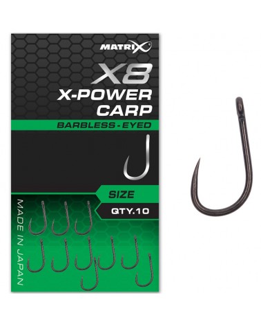 Haczyki Matrix X8 X-Power Carp Barbless Eyed