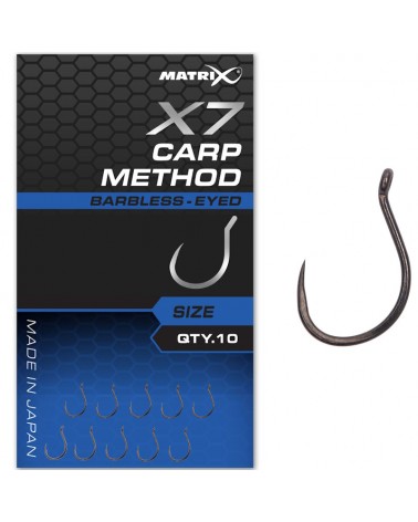 Haczyki Matrix X7 Carp Method Barbless Eyed