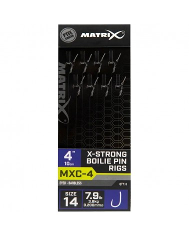 Przypony Z Bagnetem Matrix MXC-4 X-Strong Boilie Pin Rigs Barbless 4'' 10cm 14 0.20mm 8szt.