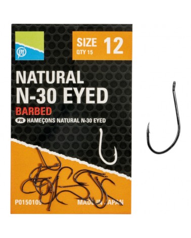 Haczyki Z Oczkiem Preston Natural Series N-30 Eyed Nr 12 15szt.