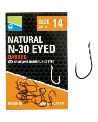 Haczyki Z Oczkiem Preston Natural Series N-30 Eyed Nr 14 15szt.