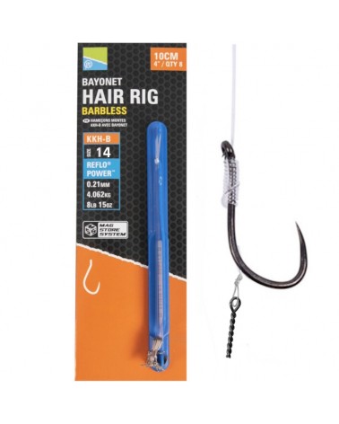 Przypony Preston KKH-B 4" 10cm Roz. 14 0.21mm Bayonet Mag Store Hair Rigs 8szt.