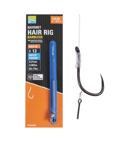 Przypony Preston KKH-B 4" 10cm Roz. 12 0.21mm Bayonet Mag Store Hair Rigs 8szt.