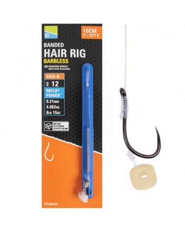Przypony Preston KKH-B 4'' 10cm Nr 12 0.21mm Banded Mag Store Hair Rigs 8szt.