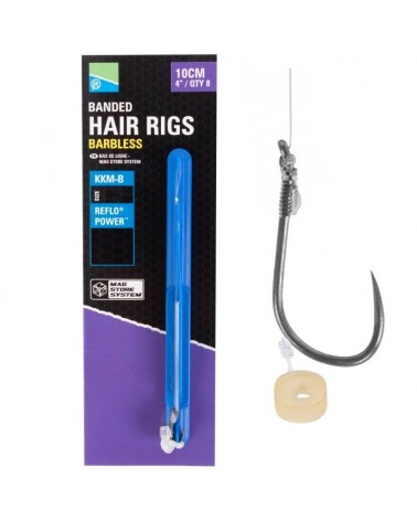 Przypony Preston KKM-B 4" 10cm 14 0.19mm Z Gumką Banded Mag Store Hair Rigs 8szt.