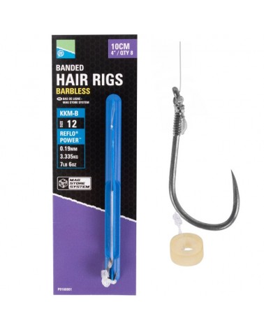 Przypony Preston KKM-B 4" 10cm 12 0.19mm Z Gumką Banded Mag Store Hair Rigs 8szt.