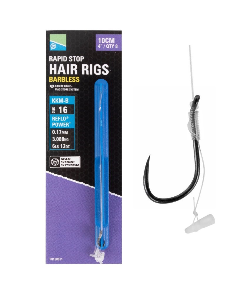 Przypony Preston KKM-B 4" 10cm roz. 16 0.17mm Rapid Stop Mag Store Hair Rigs 8szt.