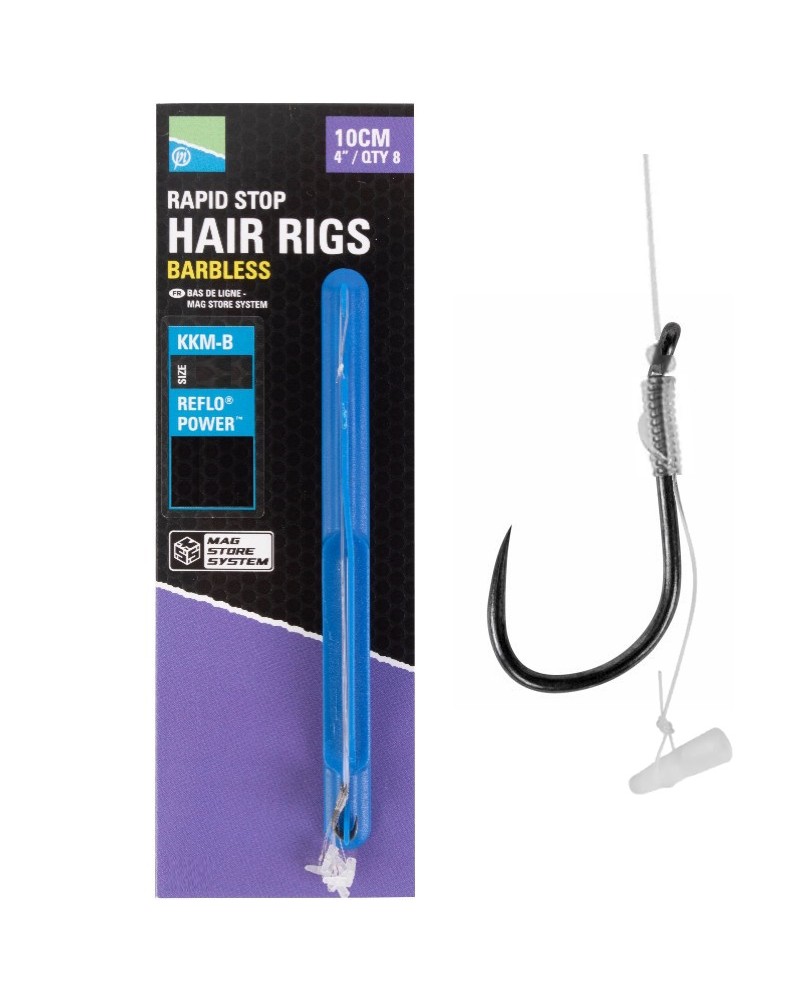 Przypony Preston KKM-B 4" 10cm roz. 18 0.17mm Rapid Stop Mag Store Hair Rigs 8szt.