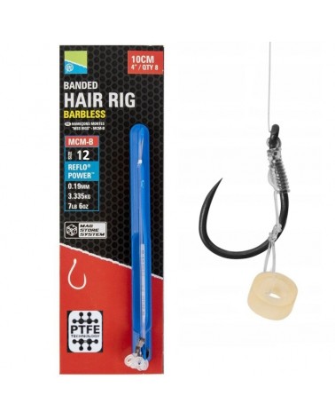 Przypony Preston MCM-B 4" 10cm roz.12 0.19mm Banded Mag Store Hair Rigs 8szt.
