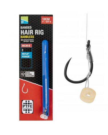 Przypony Preston MCM-B 4" 10cm roz.16 0.17mm Banded Mag Store Hair Rigs 8szt.