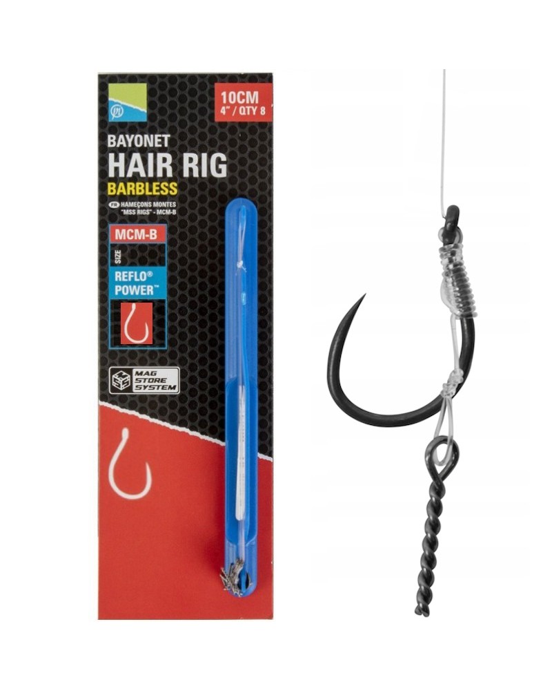 Przypony Preston MCM-B 4" 10cm roz.12 0.19mm Bayonet Mag Store Hair Rigs 8szt.
