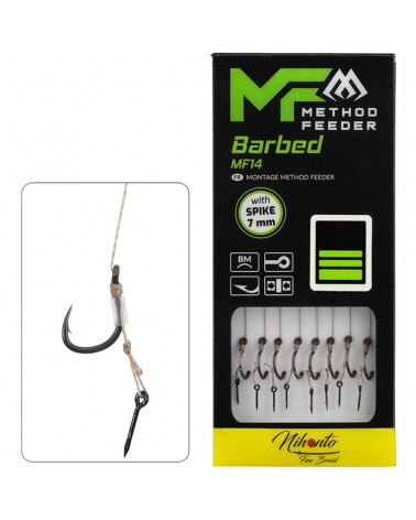 Przypon Method Feeder Mikado MF14 Z Igłą Hak Z Zadziorem 10cm 8szt.