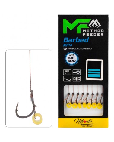 Przypon Method Feeder Mikado MF14 Z Gumką Hak Z Zadziorem 10cm 8szt.