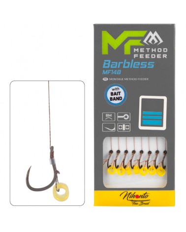 Przypon Method Feeder Mikado MF14 Z Gumką Hak Bez Zadziora Plecionka 10cm 8szt.