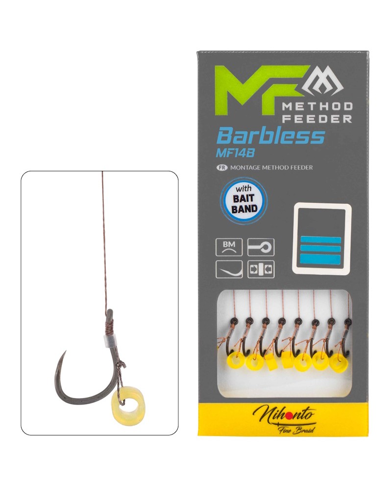 Przypon Method Feeder Mikado MF14 Z Gumką Hak Bez Zadziora Nr 6 Plecionka 0.16mm 10cm 8szt.